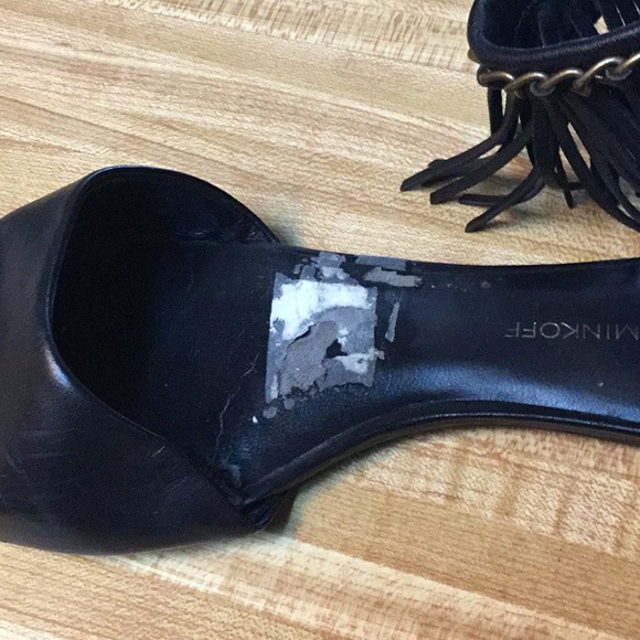 Rebecca Minkoff Black Leather Fringed Sandal💥SALE - Picture 6 of 9